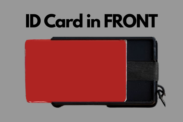 ID card in the quick-access front slot of the Metal Brik wallet