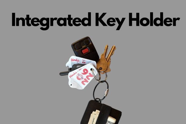 Keys attached to the integrated key holder of the Metal Brik wallet